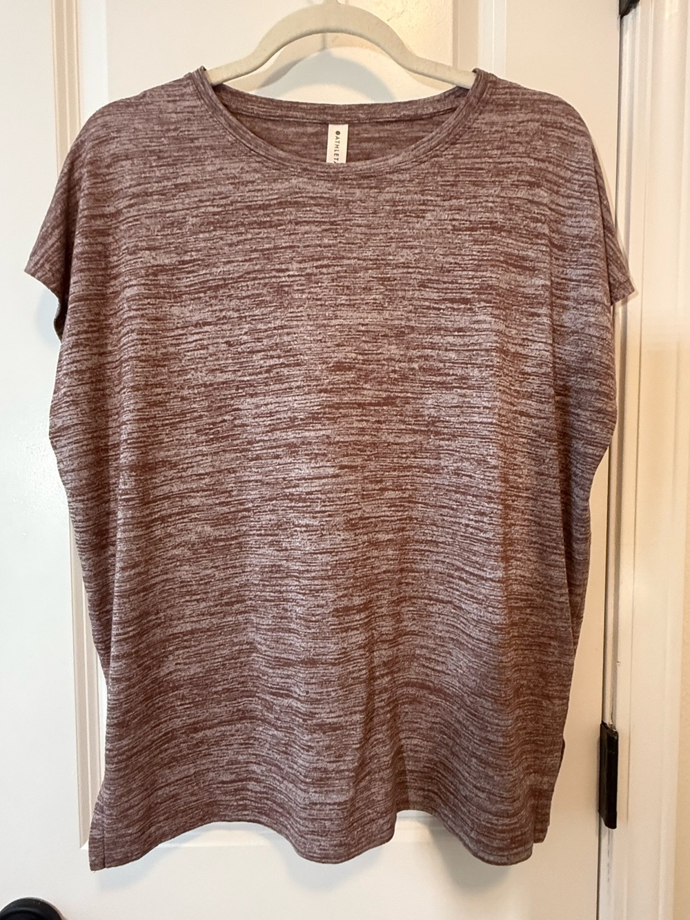 ATHLETA | Brown Heather Scoop Short Sleeve Release Breezy Tee | Size XS